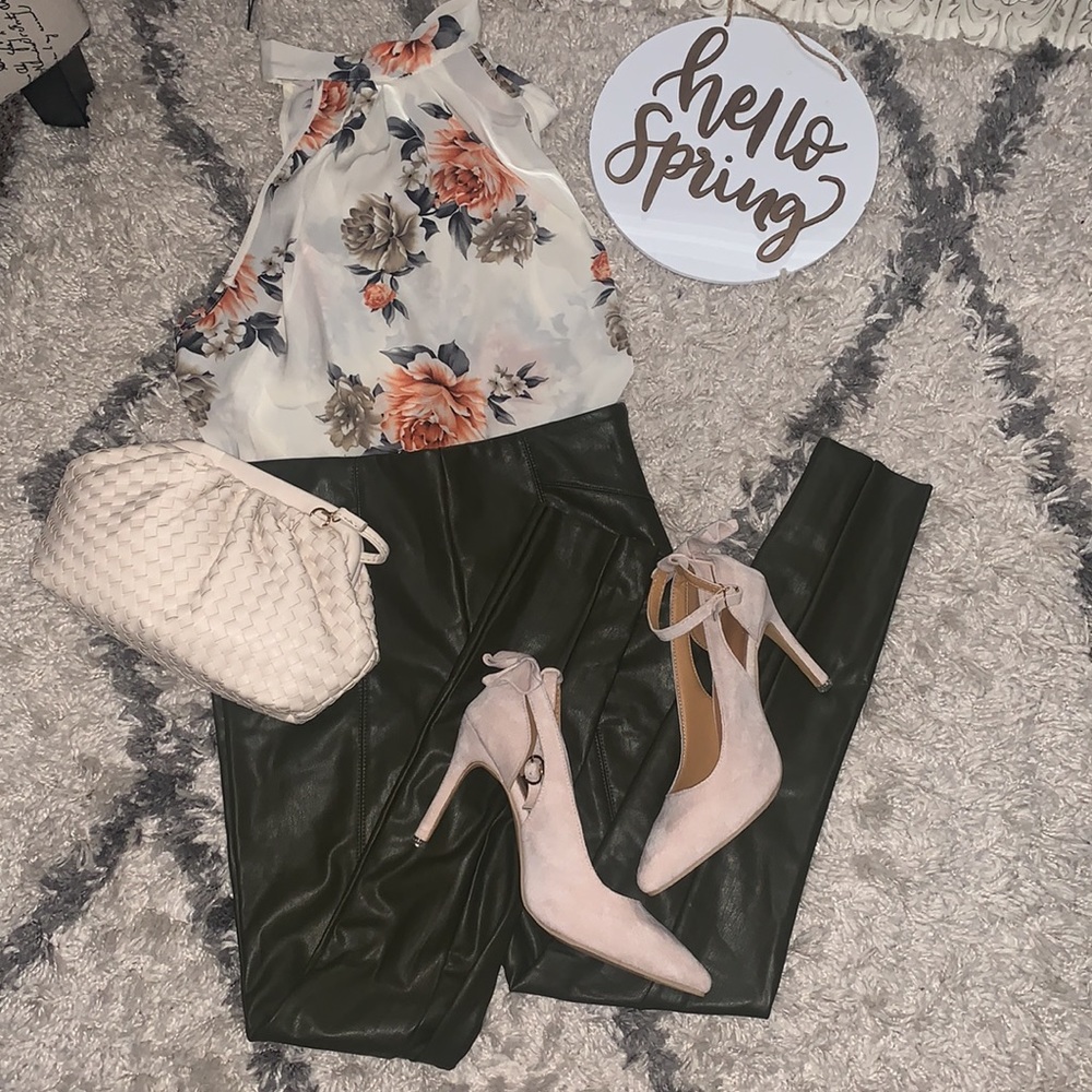 PANTS ONLY -Hunter green faux leather skinny pants/other items not included